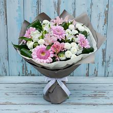 Букет цветов из:  Герберы, Альстромерии и Хризантемы в Турыгино