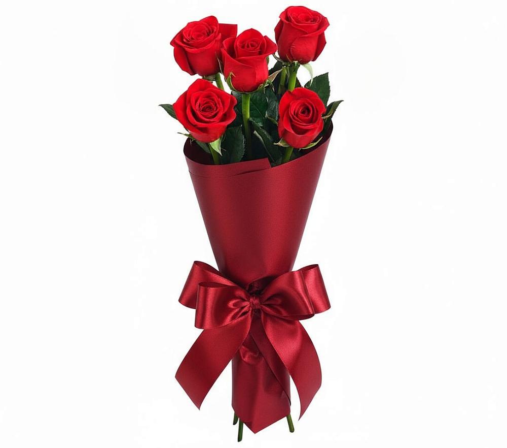 Букет 5 Красных роз Эдлесс Лав в Турыгино