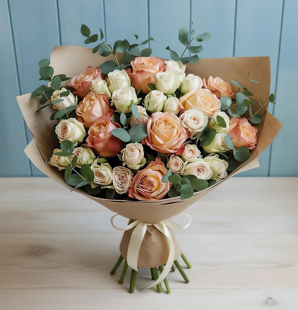 Букет цветов из: Альстромерии и Розы в Турыгино