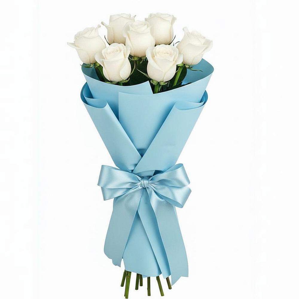 Букет 7 белых роз Проуд в Турыгино