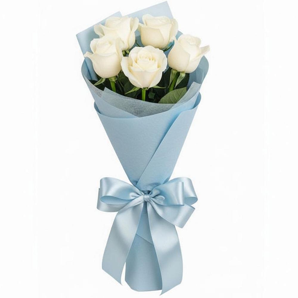Букет 5 Белых роз Проуд в Турыгино