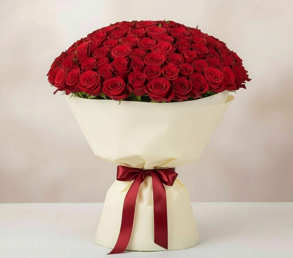 Букет 101 Красная роза Милано в Турыгино