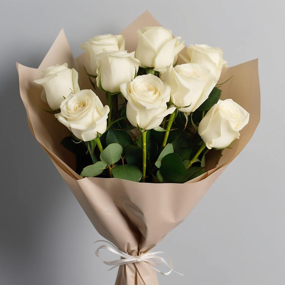 Букет 9 Белых роз Эдлесс Лав в Турыгино