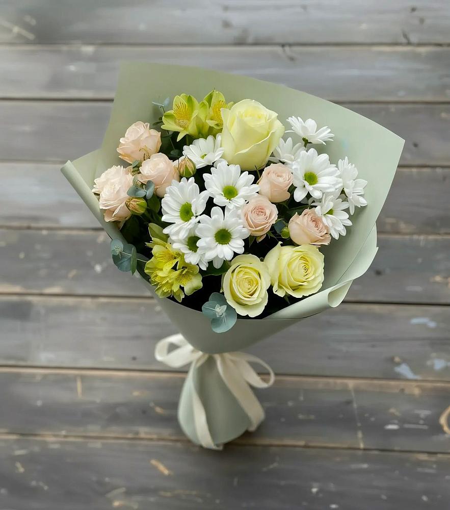 Букет цветов из: Альстромерии, Розы и Хризантемы в Турыгино