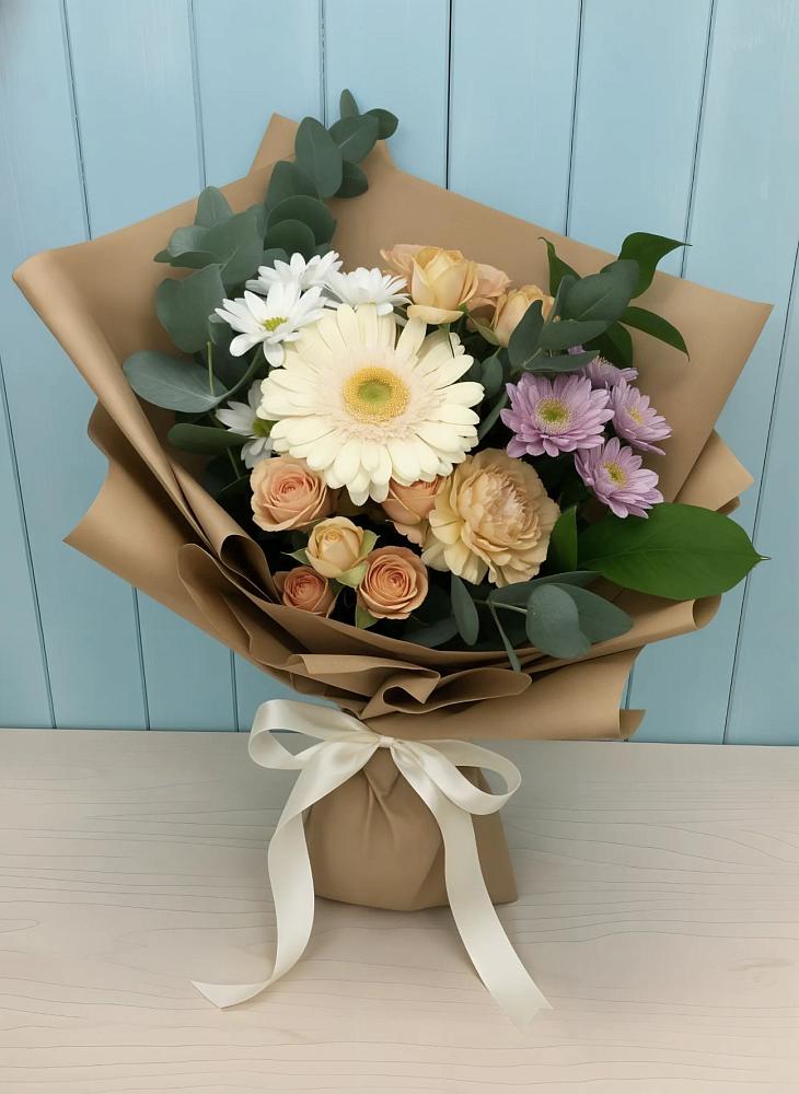 Букет цветов из: Герберы и Хризантемы в Турыгино