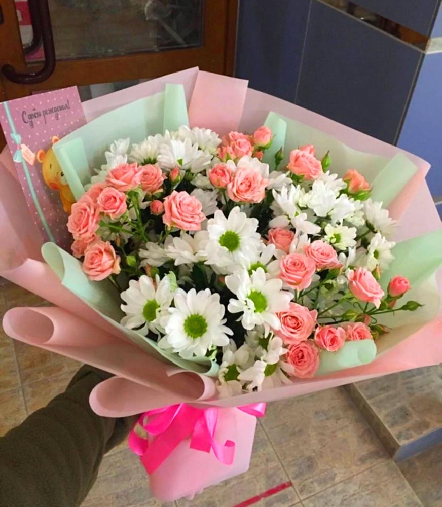 Букет цветов из: Розы и Хризантемы в Турыгино