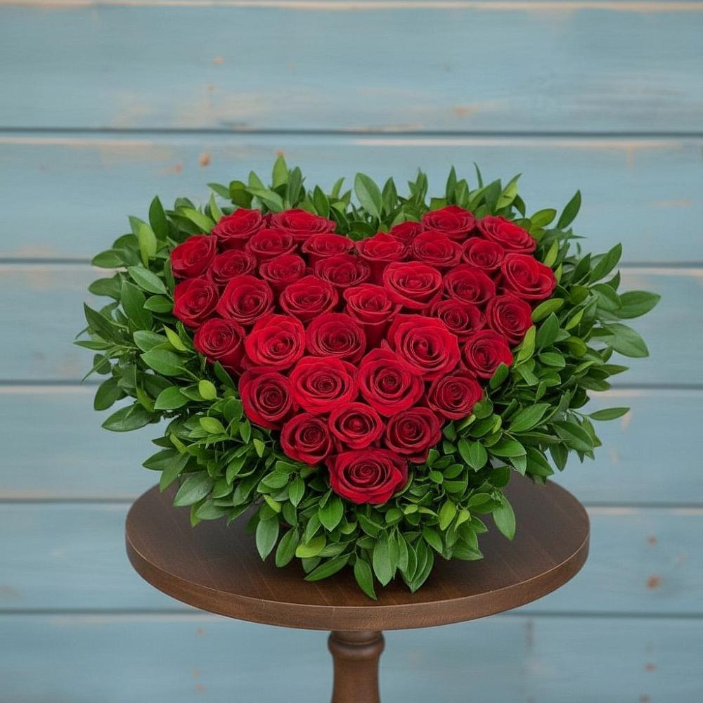 Цветочная композиция из Розы в виде сердца в Турыгино