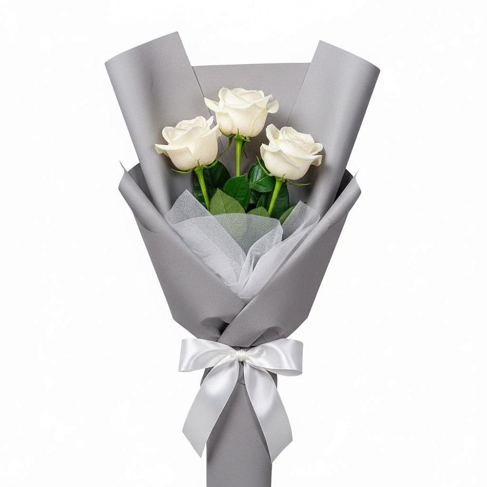 Букет 3 белые розы в Турыгино