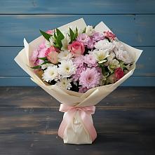 Букет цветов из:  Хризантемы, Альстромерии и Розы #REPLACE_PRED# Турыгино