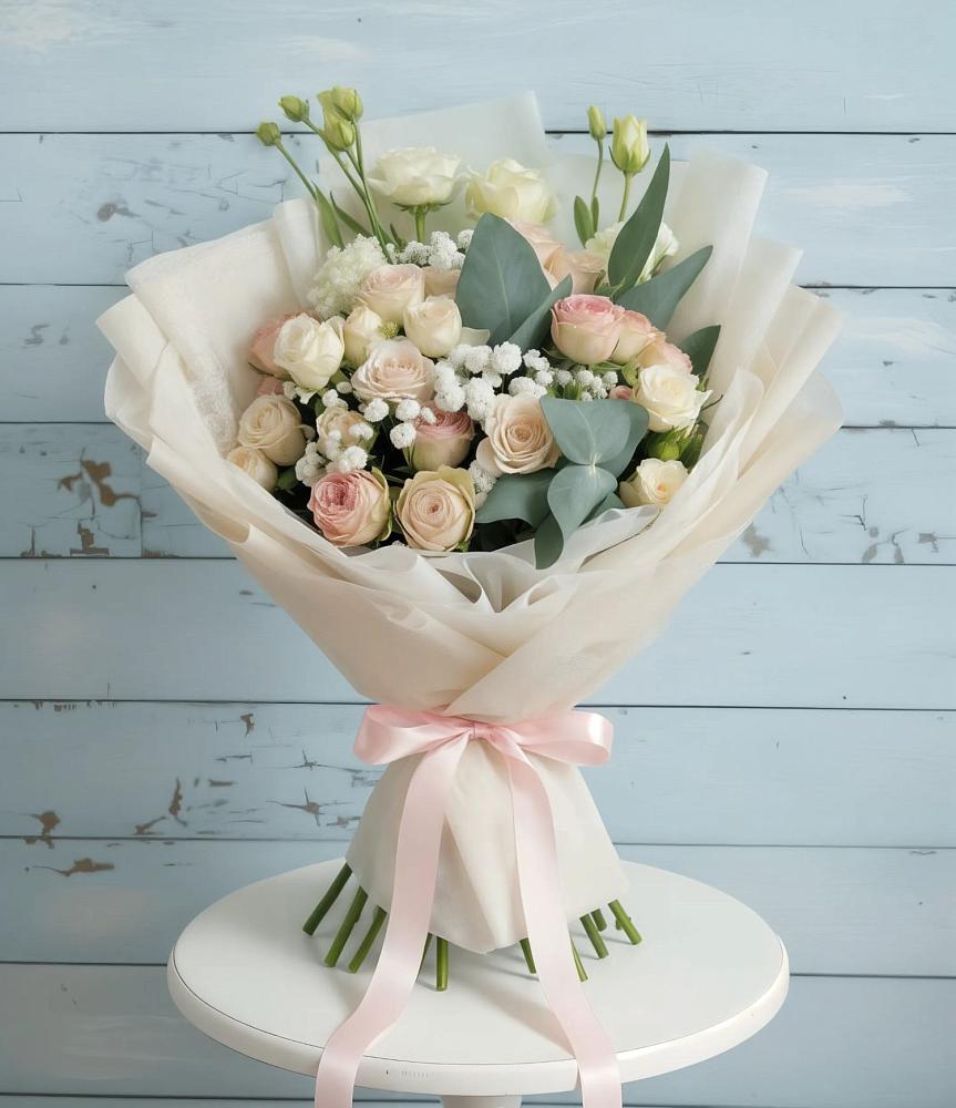 Букет цветов из: Розы и Лизиантусы в Турыгино