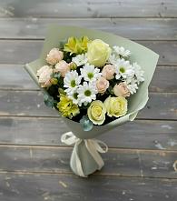 Букет цветов из:  Альстромерии, Розы и Хризантемы в Турыгино