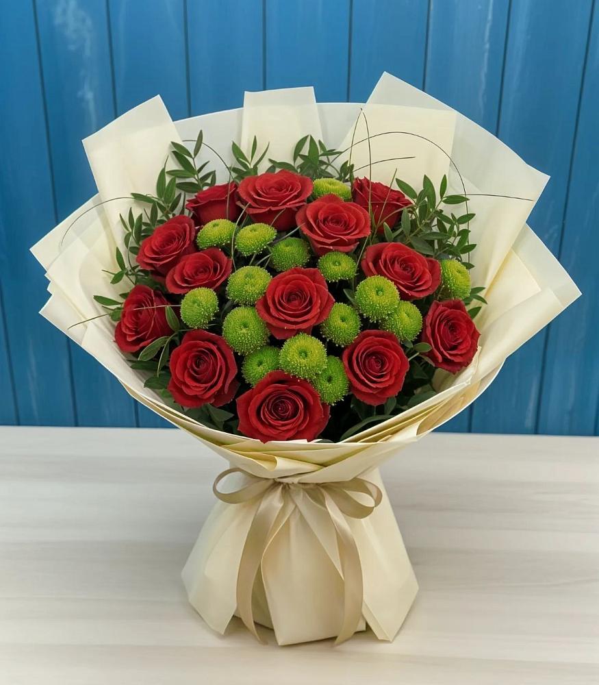 Букет цветов из: Розы и Хризантемы в Турыгино