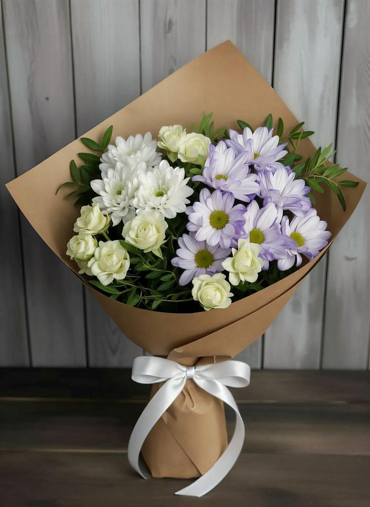 Букет цветов из: Хризантемы и Розы в Турыгино